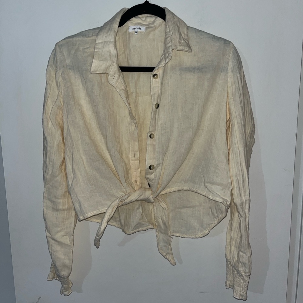 Kensie Cream Button-Up Shirt